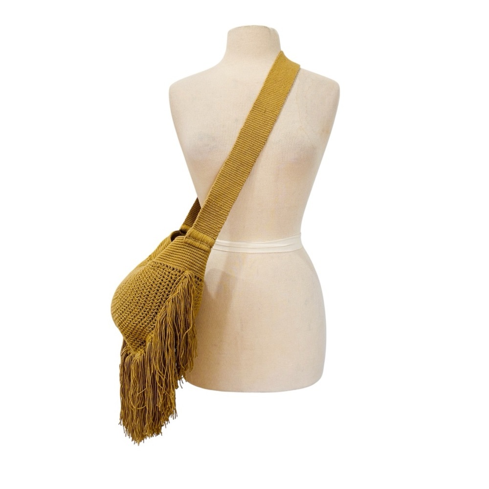 Soraya Hennessy cotton handwoven fringe boho crossbody bag NEW - Picture 4 of 16